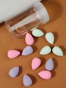 12 件装迷你水滴形化妆海绵套装（带容器），非乳胶，多色 - 彩色 - 查看 6
