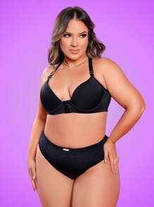 Plus Size Bra & Panty Sets - màu đen - Xem 1