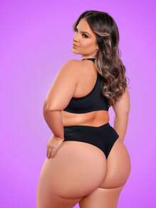 Plus Size Bra & Panty Sets - màu đen - Xem 2