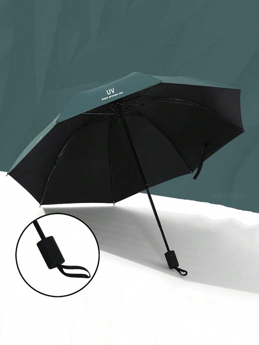 1 pieza Paraguas automático con estampado de letra - Verde Oscuro - Ver 1