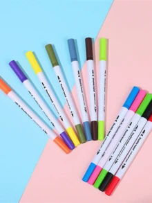 12 cái Gấp đôi Màu nước Người đánh dấu Bộ , Trẻ em Nghệ thuật Điểm đánh dấu , Vẽ & Sketching Bút mực , Trường học - trắng - Xem 7