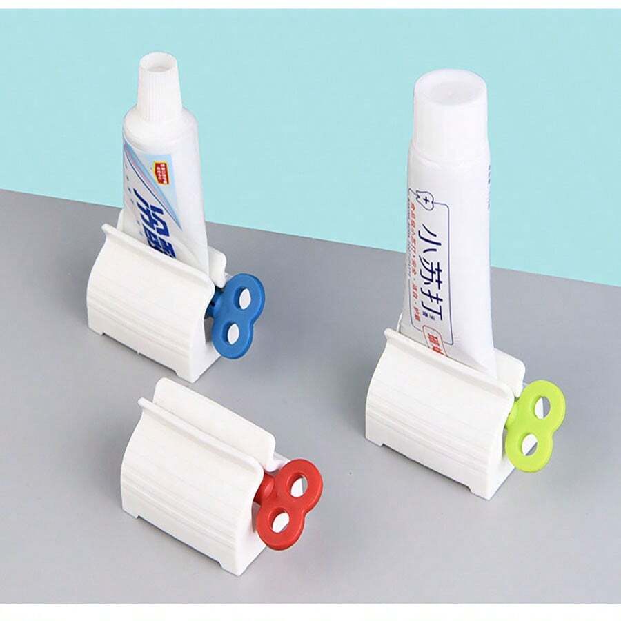 1入隨機顏色牙膏擠壓器牙刷架壁掛式擠壓器,適用於浴室、家庭和旅館