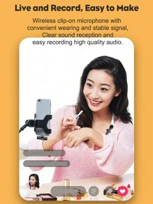 AyeBeau Type-c接口無線領夾話筒,高靈敏度2.4g,適用於直播、短視頻拍攝、採訪和手機錄音:1*接收器 + 2*麥克風 - 黑與白 - 查看 9