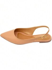 Kit 2 Pairs Women's Open Toe Slingback Flat Shoes Comfort New Classic Plain Casual - 杏色 - 查看 2