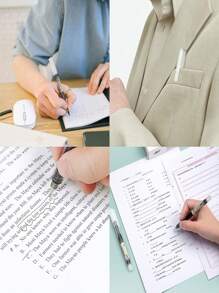 12 支/套超細金融中性筆,帶黑色墨水和筆芯,適合學校、辦公室和考試使用文具 - 黑色 - 查看 8