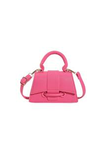 1pc Mini Fashionable Flap Satchel Suitable For Daily Activities, Shopping, Travel And Vacation - Hot Pink - View 3
