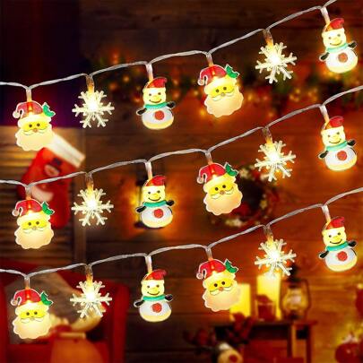 Christmas Led String Lights, Indoor And Outdoor Waterproof Decoration, With Santa Claus And Snowman Ornaments, Suitable For Festivals, Holidays, Bedroom, Parties, Weddings And Christmas Tree Decorations. It Is Battery Powered And Has Star And Fairy Light Styles.Christmas Decor Christmas Gift Thanksgiving Christmas Tree Decor Ornaments Christmas Light Bedroom Decor Home Decor Party Decor Holiday Festival Room Decor