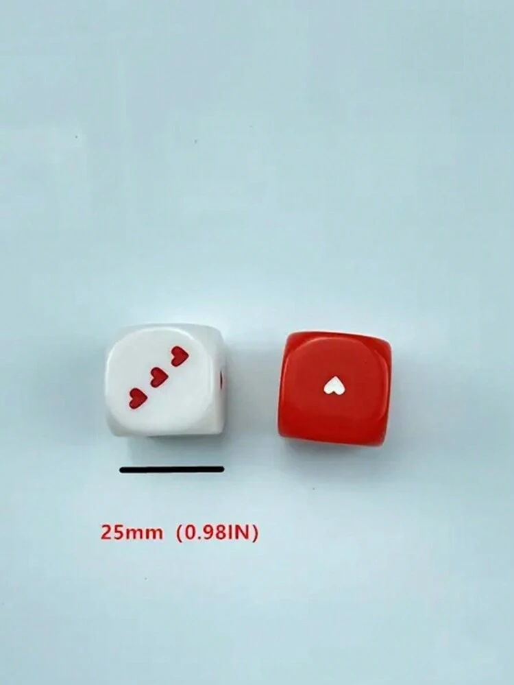 2/Set Of 25mm Heart-Shaped Dice - Perfect For Home Games, Parties, And RPG Board Games!,Adult Party Games Suitable For Halloween/Christmas/Thanksgiving