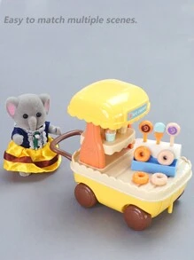 大象家族 4 只关节玩偶，随机衣服（不含家具），微型 DIY 动物屋，女孩生日礼物，亲子益智玩具，毛绒玩具，随机袋装衣服，游戏屋，Lps 玩具，女孩玩具儿童 - 深灰色 - 查看 7