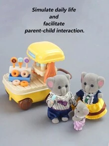 大象家族 4 只关节玩偶，随机衣服（不含家具），微型 DIY 动物屋，女孩生日礼物，亲子益智玩具，毛绒玩具，随机袋装衣服，游戏屋，Lps 玩具，女孩玩具儿童 - 深灰色 - 查看 2