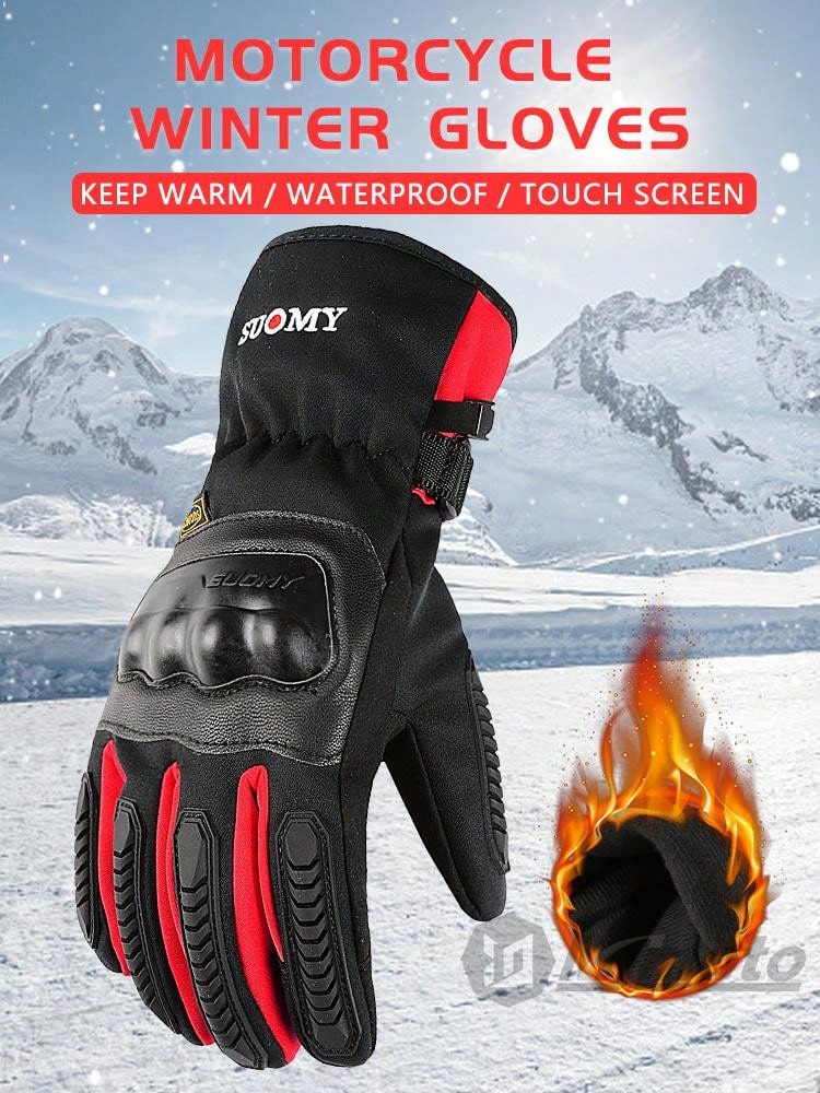Harssidanzar Men's Winter Motorcycle Gloves - Genuine Leather, Waterproof, Thermal Lined With Touchscreen - View #5