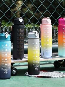 1pc Pink Pc Sports Water Bottle With Measurement Markings For Cycling, Basketball And Outdoor Activities - Hot Pink - View 8