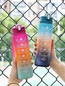 1pc Pink Pc Sports Water Bottle With Measurement Markings For Cycling, Basketball And Outdoor Activities - Hot Pink - View 7