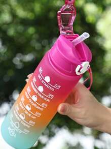 1pc Pink Pc Sports Water Bottle With Measurement Markings For Cycling, Basketball And Outdoor Activities - Hot Pink - View 9