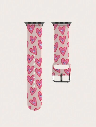 Correa de reloj de silicona con diseño de ojos de corazón compatible con de 38 mm, 40 mm, 41 mm, 42 mm, 44 mm, 45 mm y 49 mm, apta para Series Ultra/SE/8/7/6/5/4/3/2/1, accesorio de moda unisex