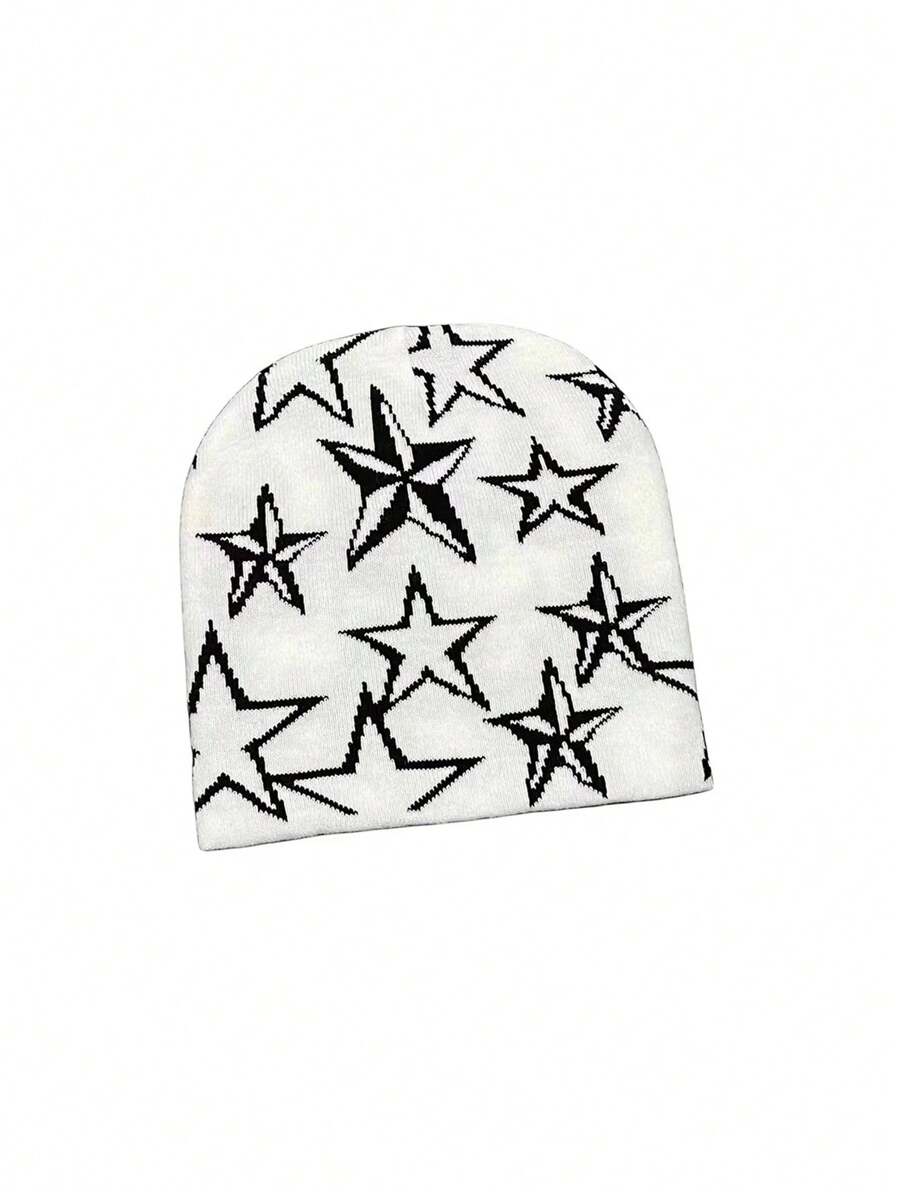 1 Miếng Y2K Ngôi sao Dệt hoa Mũ len , Không giới tính Màu thuần Acrylic Mũ lưỡi trai , Giải trí Mềm mại Ấm áp Nhẹ Dệt kim Mũ lưỡi trai , Thích hợp Đối với Trượt tuyết - trắng - Xem 1