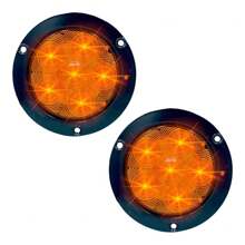 Par Plafón 6 Leds Redondo Camión Fijo-estrobo Bisel Negro - Naranja - Ver 1