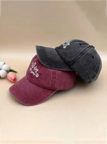 2 Miếng Không giới tính Y2K Phong cách Mũ bóng chày Với Thêu Tim , Chân gấu , Chó Mẹ , Denim mùa giặt Đối với Các hoạt động ngoài trời , Chống nắng , Mặc hàng ngày In Cà phê Và Màu hồng - Nhiều màu - Xem 6