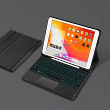 帶背光軌跡板的鍵盤保護套,可兼容ipad 9th 8th 7th世代10.2英寸2021 2020 2019年air 3 Pro 10.5英寸平板電腦的智能觸控板 - 黑色-英語佈局 - 查看 4