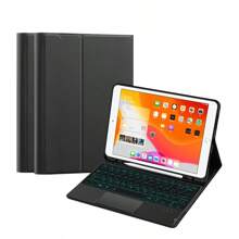帶背光軌跡板的鍵盤保護套,可兼容ipad 9th 8th 7th世代10.2英寸2021 2020 2019年air 3 Pro 10.5英寸平板電腦的智能觸控板 - 黑色-英語佈局 - 查看 10