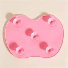 Silicone Apple Shaped Makeup Brush Cleaning Pad Beauty Tool With Suction Cup - Pink - View 2