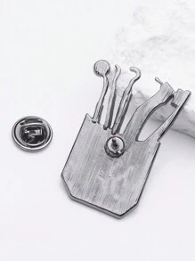 1入組卡通風格時尚彩繪牙科醫療器械胸針,適合牙醫和護士在日常生活中佩戴 - 白色 - 查看 3