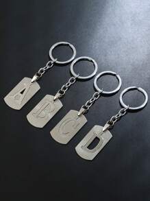 26pcs Stainless Steel English Letter Keychain - Silver - View 5