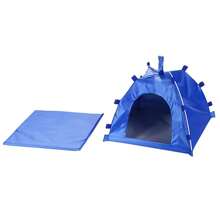 1 件可折疊可水洗寵物帳篷帶墊子,方便中小型寵物,適合室內室外使用,四個季節適用 - 藍色 - 查看 3