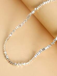 1pc Silver Beaded Necklace - Silver - View 2