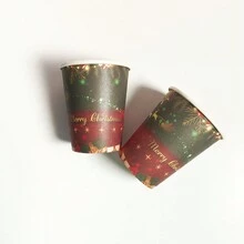 1set Red & Green Christmas Party Tableware Decorations Disposable Paper Plates, Napkins, Cups, Tablecloth Party Supplies - Multicolor - View 9