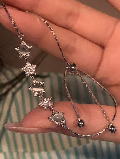 1pc Korean Opal Star Bracelet Women's Light And Luxury Design Exquisite And Boudoir Couple's Pull Out Handwear