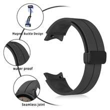 矽膠替換錶帶,帶磁性和蝴蝶扣,兼容三星 Galaxy Watch 6/5/4 40/44 毫米、5 Pro 45 毫米、4 經典 42/46 毫米、6 經典 43/47 毫米,男女運動錶帶 - 雲霧灰 - 查看 3