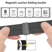 矽膠替換錶帶,帶磁性和蝴蝶扣,兼容三星 Galaxy Watch 6/5/4 40/44 毫米、5 Pro 45 毫米、4 經典 42/46 毫米、6 經典 43/47 毫米,男女運動錶帶 - 雲霧灰 - 查看 6