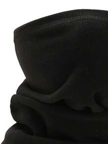 Sun Protective Anti UV 1pc Black Cycling Neck Warmer, Multi-Functional Fleece Thickened Neck Gaiter For Outdoor Activities - Black - View 3