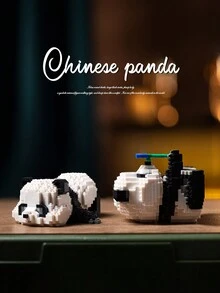 1set Children's Panda Themed Educational Building Block Toy Set, Unisex - Black and White - View 7