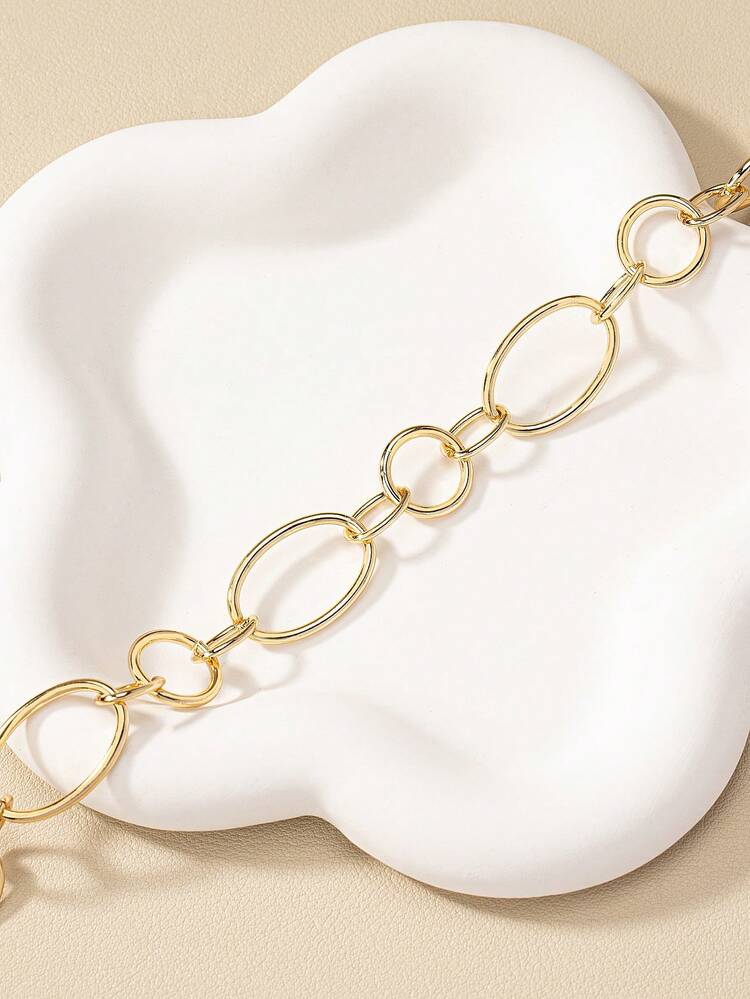 1pc Vintage & Minimalist Metal & Punk Style Can Be Worn Alone Or Layered Long Necklace - Gold - View 4