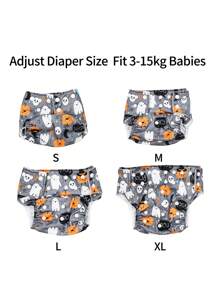 Happy Flute 1pc Reusable Cloth Diaper With Monthly Pattern, For Infants - Multicolor - View 10
