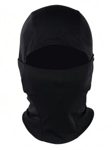 巴拉克拉法帽口罩領口罩防風紫外線防護保暖滑雪面罩適合女士&臉部滑雪面罩雪摩托車騎行跑步面料戶外運動齒輪黑色 - 黑色 - 查看 4