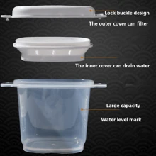 1pc New Double Handle Rice Cooker With Lid And Draining Hole, Microwaveable, Great For Brown Rice, Refrigeration, And Steaming - White - View 7