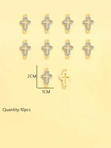 10入流行的藍色水晶十字連接器適用於製作手鐲,項鍊,耳環和diy手工製作珠寶飾品配件,男女皆可 - 金色 - 查看 3