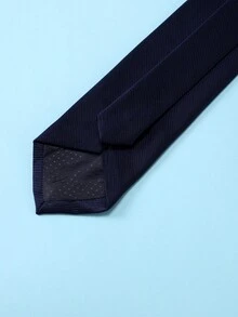 1 件男士純色條紋圖案正式商務領帶,適合日常生活、婚禮和派對 - 藏蓝色 - 查看 2