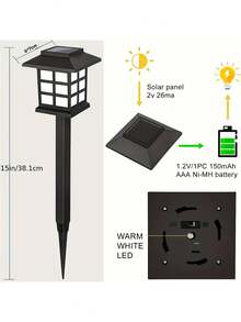 6入/2入組太陽能戶外走道燈,小房子太陽能花園裝飾草坪燈,防水太陽能景觀led燈,適用於花園草坪路徑開車道燈 - 白色 - 查看 7