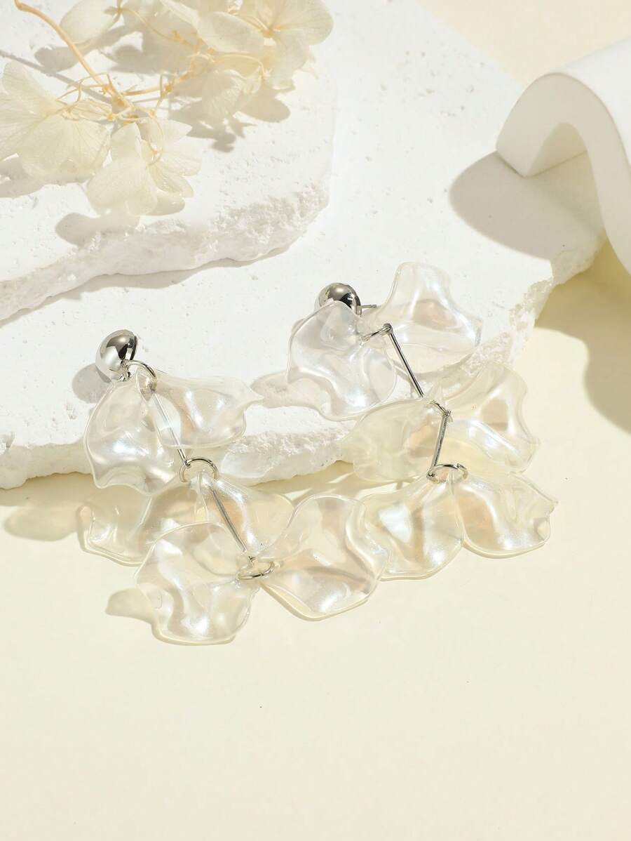 1pair Fashionable Flower Shaped Women's Polyresin Earrings