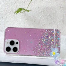 1入組新款粉色防摔流星天空tpu流體套,附多彩花朵掛繩,適用於女性,與iphone、三星、oppo及其他android手機兼容 - 粉色 - 查看 5