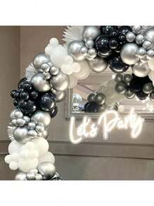 147 piezas Kit de arco y guirnalda de globos en colores negro, plateado y blanco, perfecto para cumpleaños, bodas, fiestas, decoración de telón de fondo, decoración del hogar, Navidad