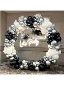 147 piezas Kit de arco y guirnalda de globos en colores negro, plateado y blanco, perfecto para cumpleaños, bodas, fiestas, decoración de telón de fondo, decoración del hogar, Navidad
