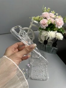 TPU花卉图案3件套透明电镀花卉印花TPU手机壳，适用于带摄像头和电镀按键的IP机型，防水防震防摔防刮花，派对礼品 - 彩色 - 查看 3