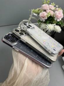 TPU花卉图案3件套透明电镀花卉印花TPU手机壳，适用于带摄像头和电镀按键的IP机型，防水防震防摔防刮花，派对礼品 - 彩色 - 查看 9