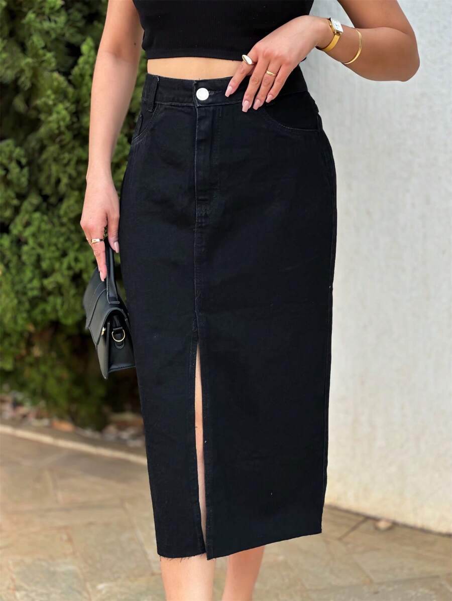 Women Denim Skirts - màu đen - Xem 1