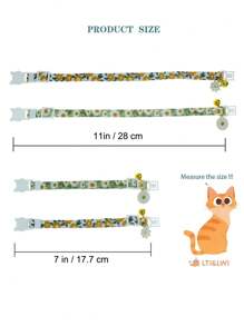 2 Packs Cat Collars With Bell Flower Pendant Collars Collar For Female Girl Cats Male Boy Cats - Multicolor - View 2